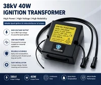 Accenditore per bruciatore ad alta-potenza da 38 kV con controller-incorporato e spegnimento automatico dopo 30-secondi
